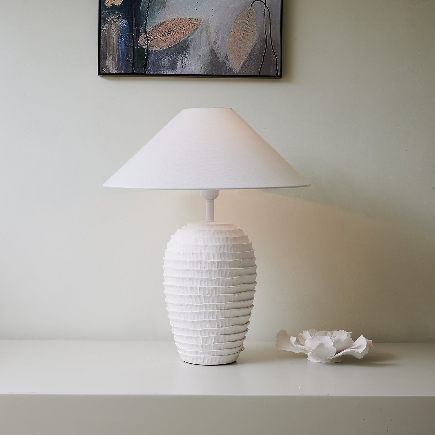 White Calico Table Lamp - Loonglight