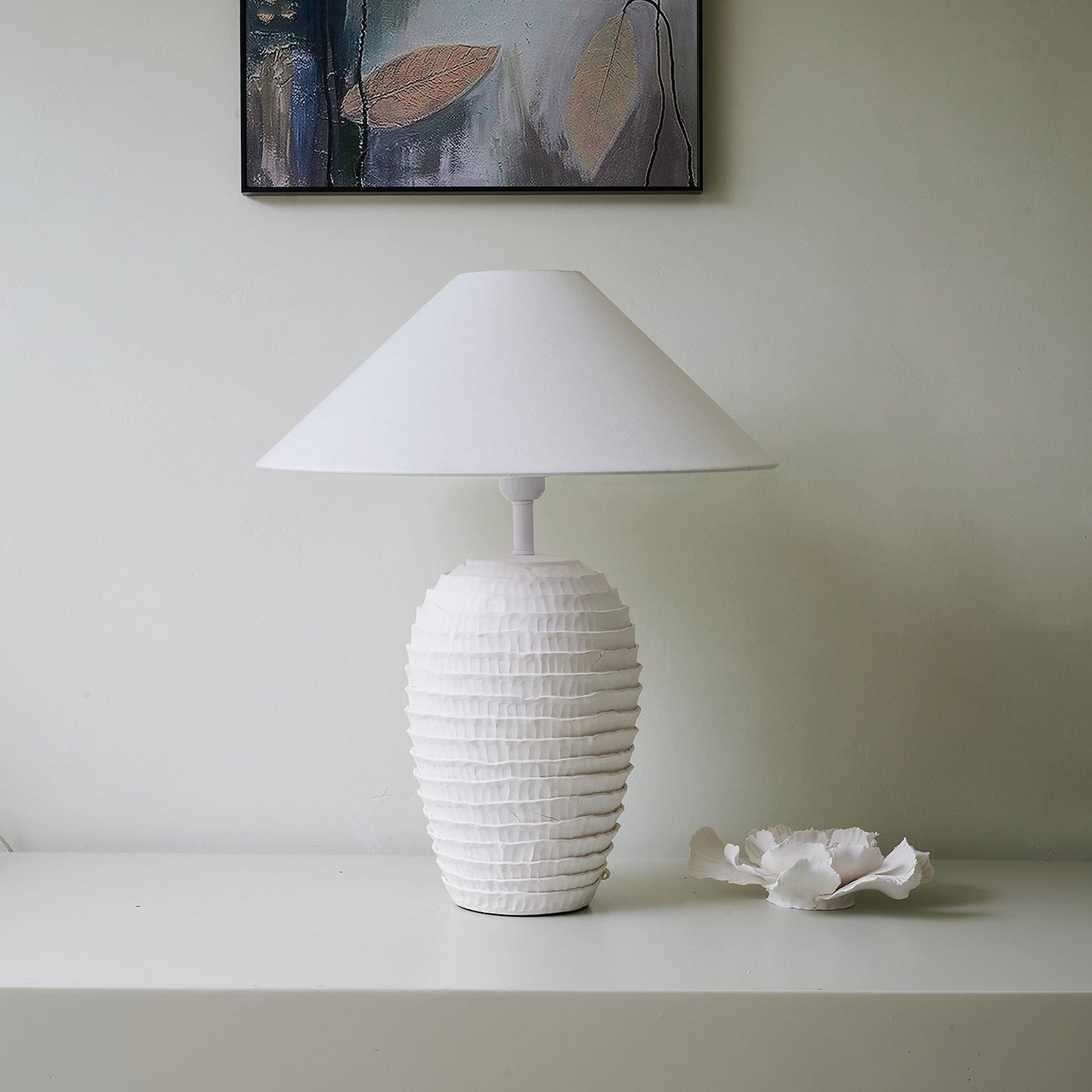 White Calico Table Lamp - Loonglight