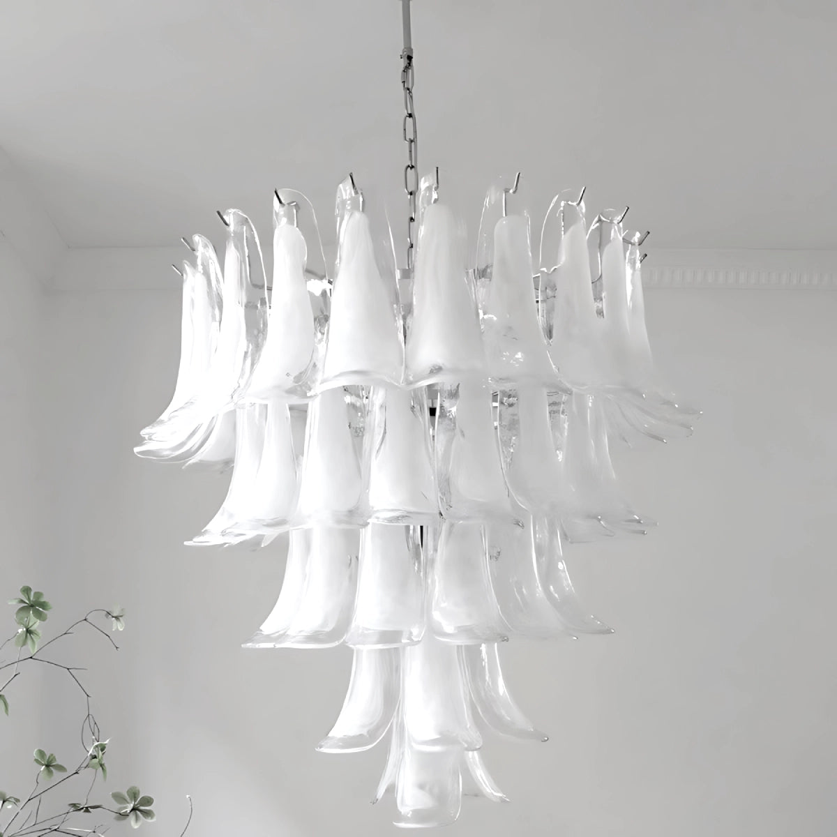 White Feather Murano Glass Chandelier - Loonglight