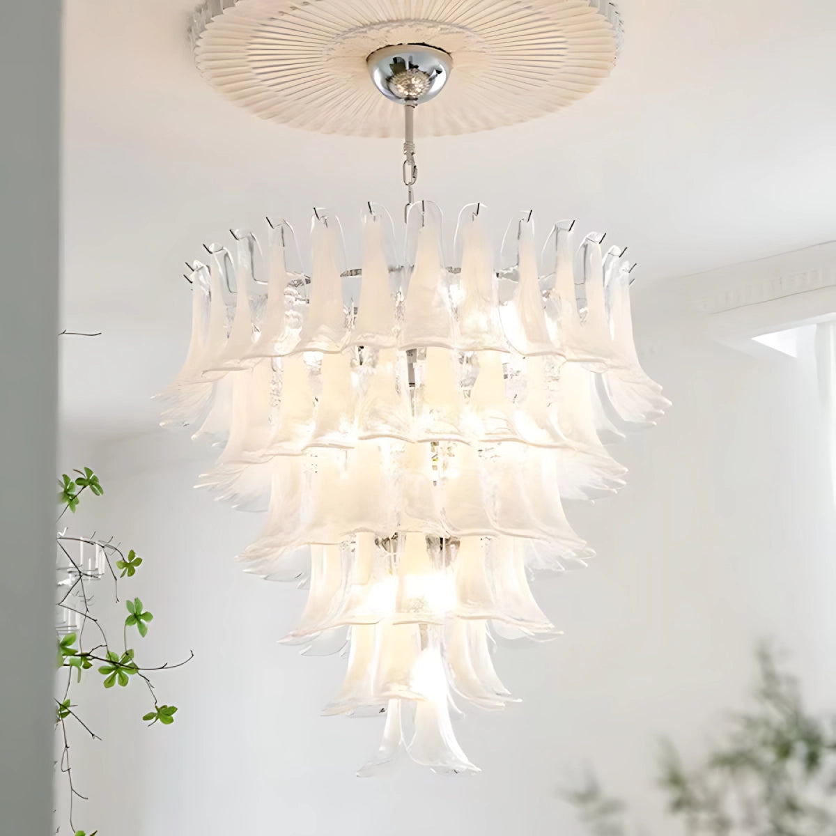 White Feather Murano Glass Chandelier - Loonglight