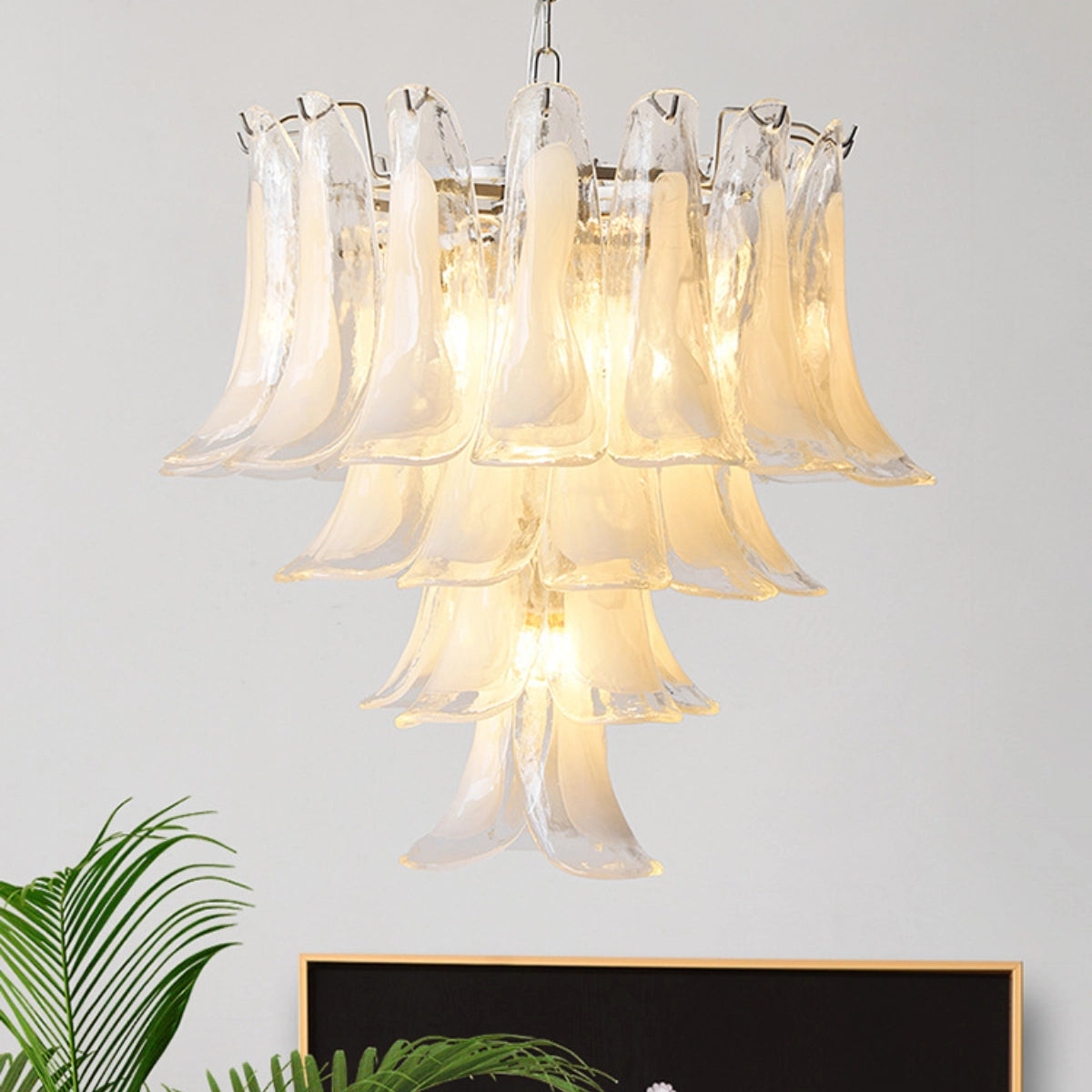 White Feather Murano Glass Chandelier - Loonglight