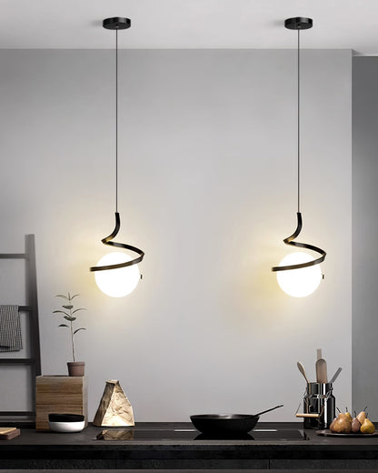 Spiral Glass Ball Pendant Light
