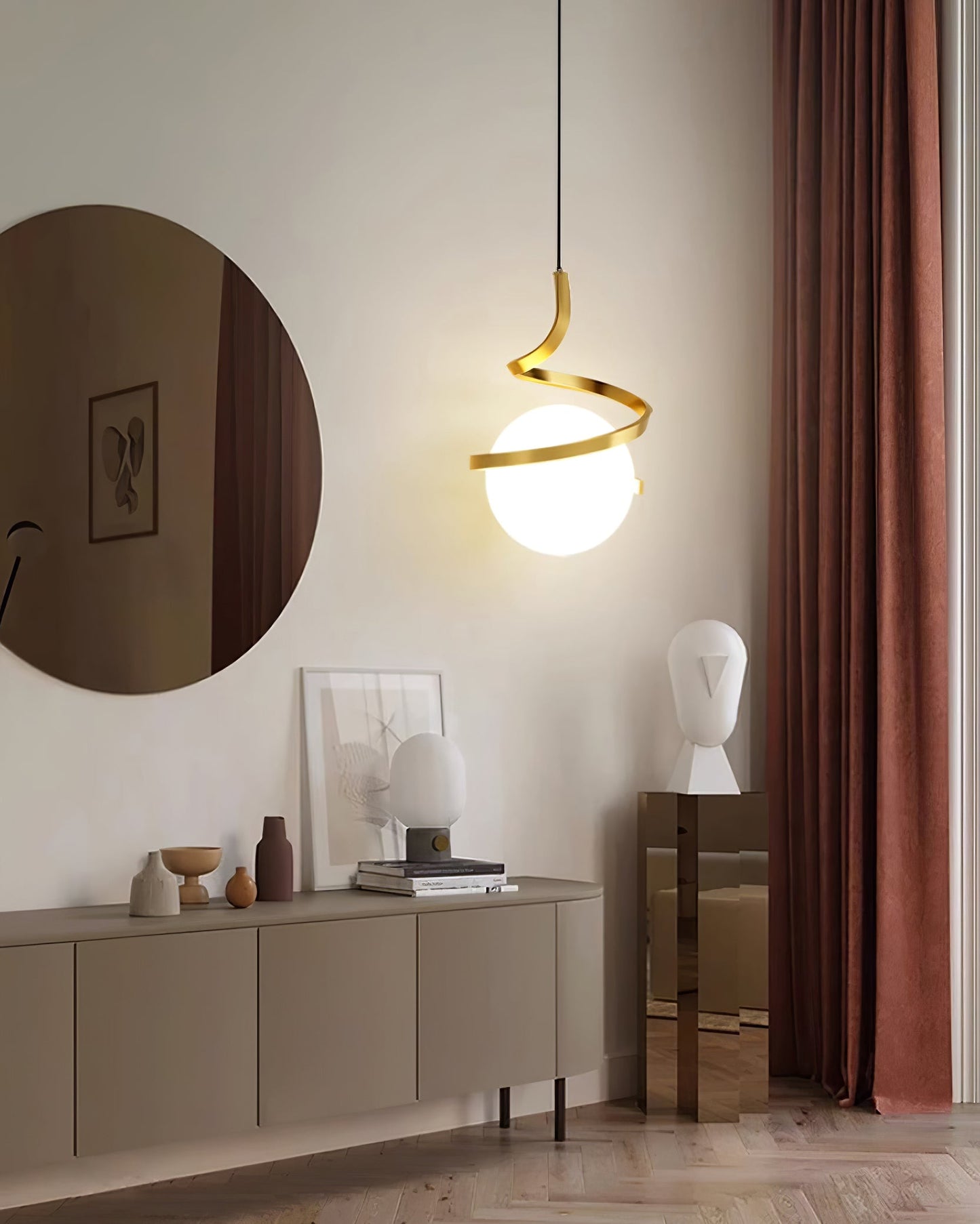 Spiral Glass Ball Pendant Light