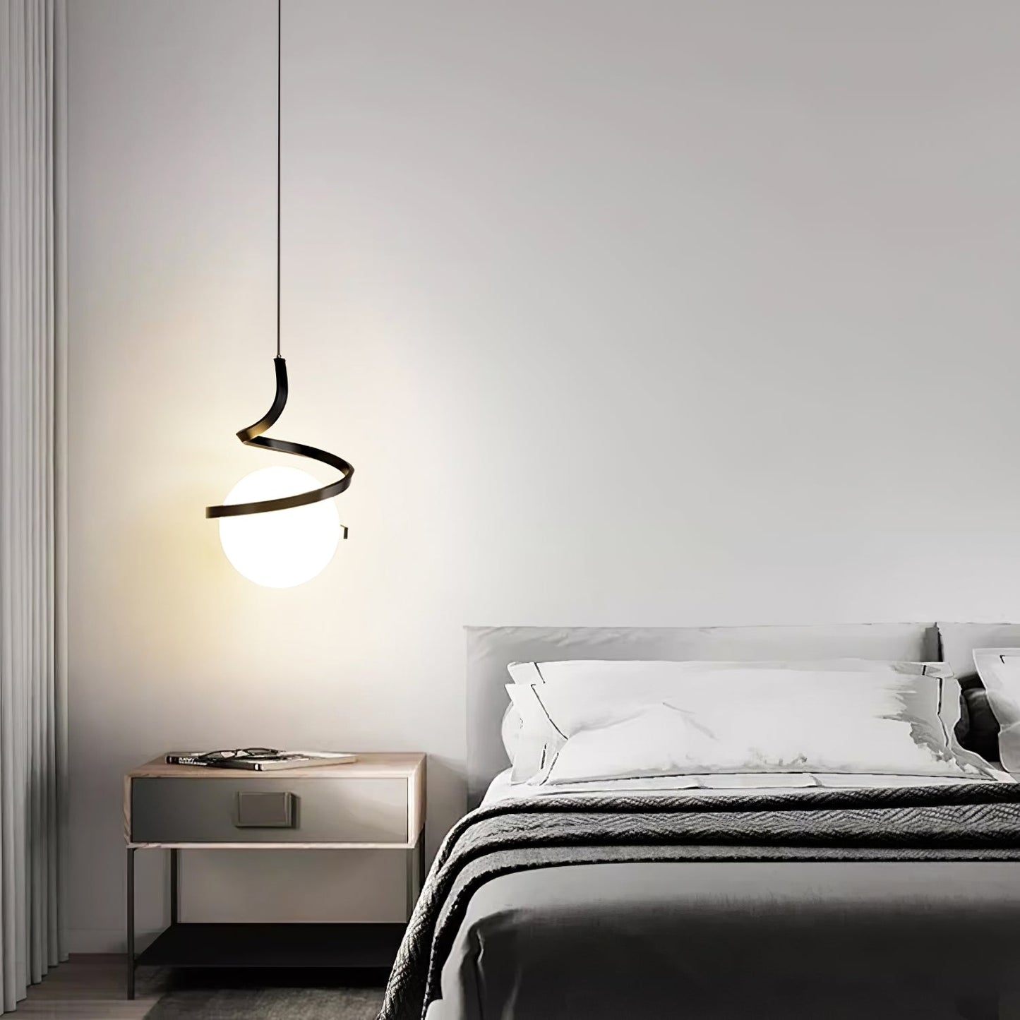 Spiral Glass Ball Pendant Light