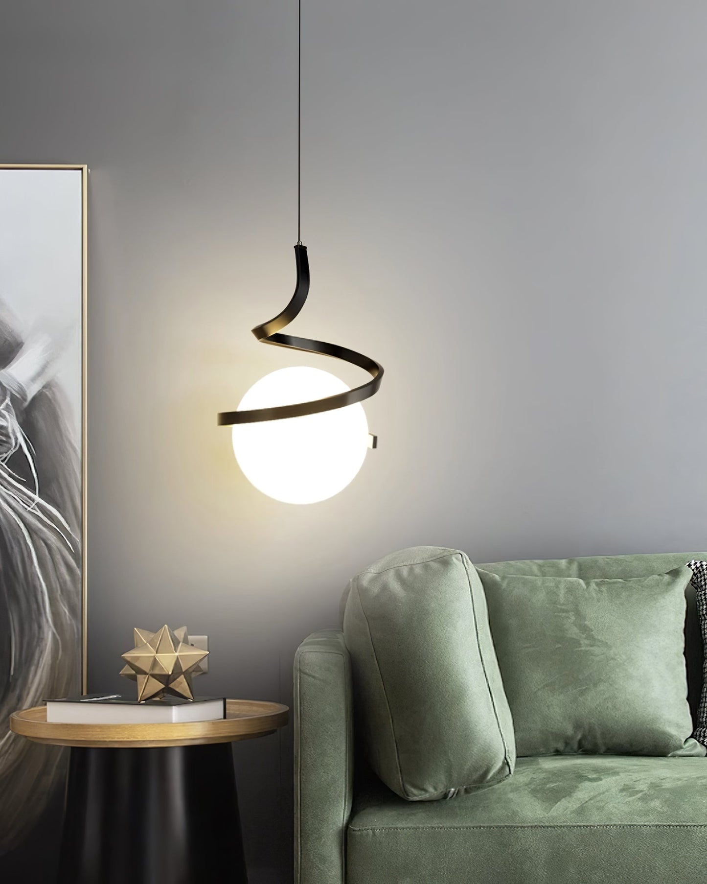 Spiral Glass Ball Pendant Light