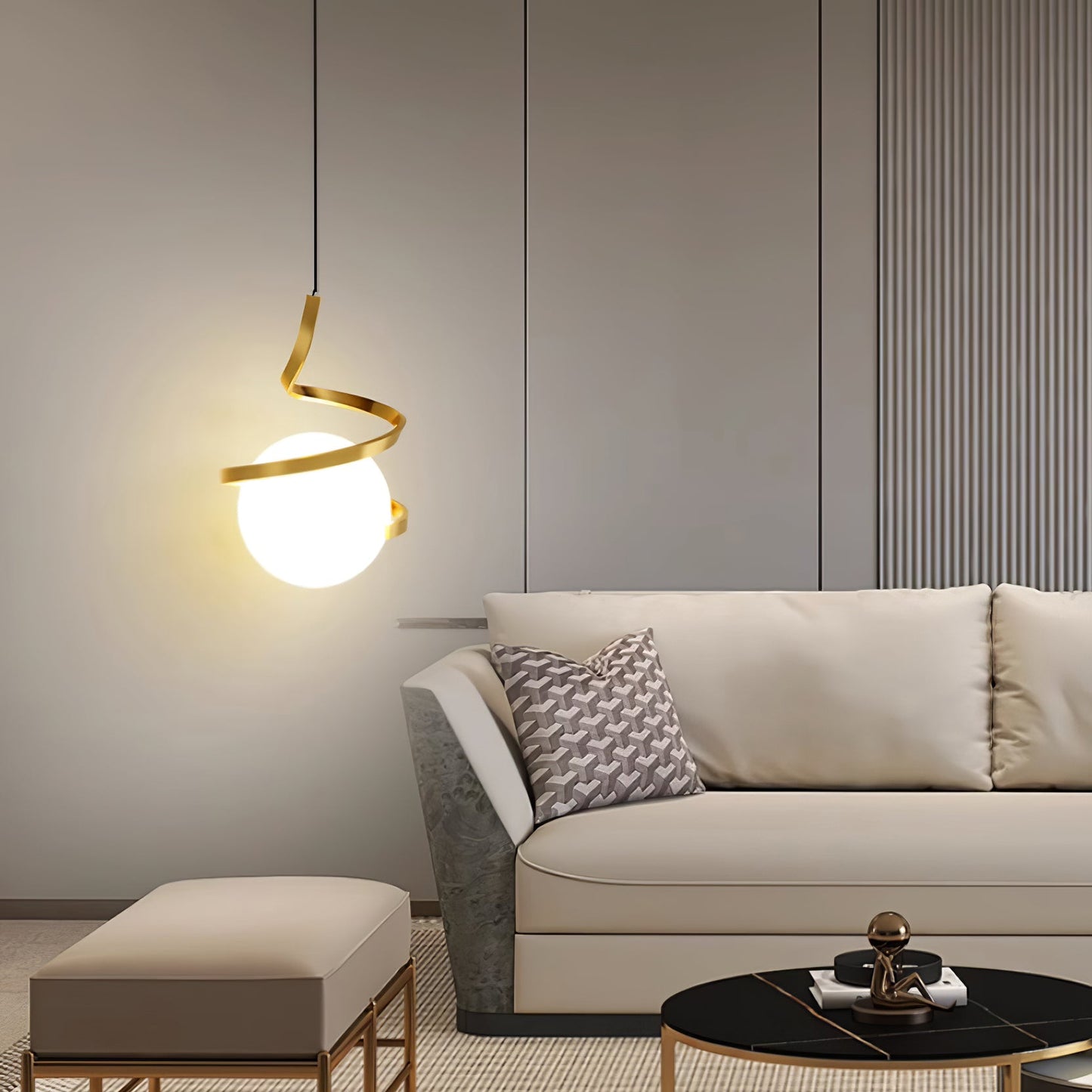 Spiral Glass Ball Pendant Light