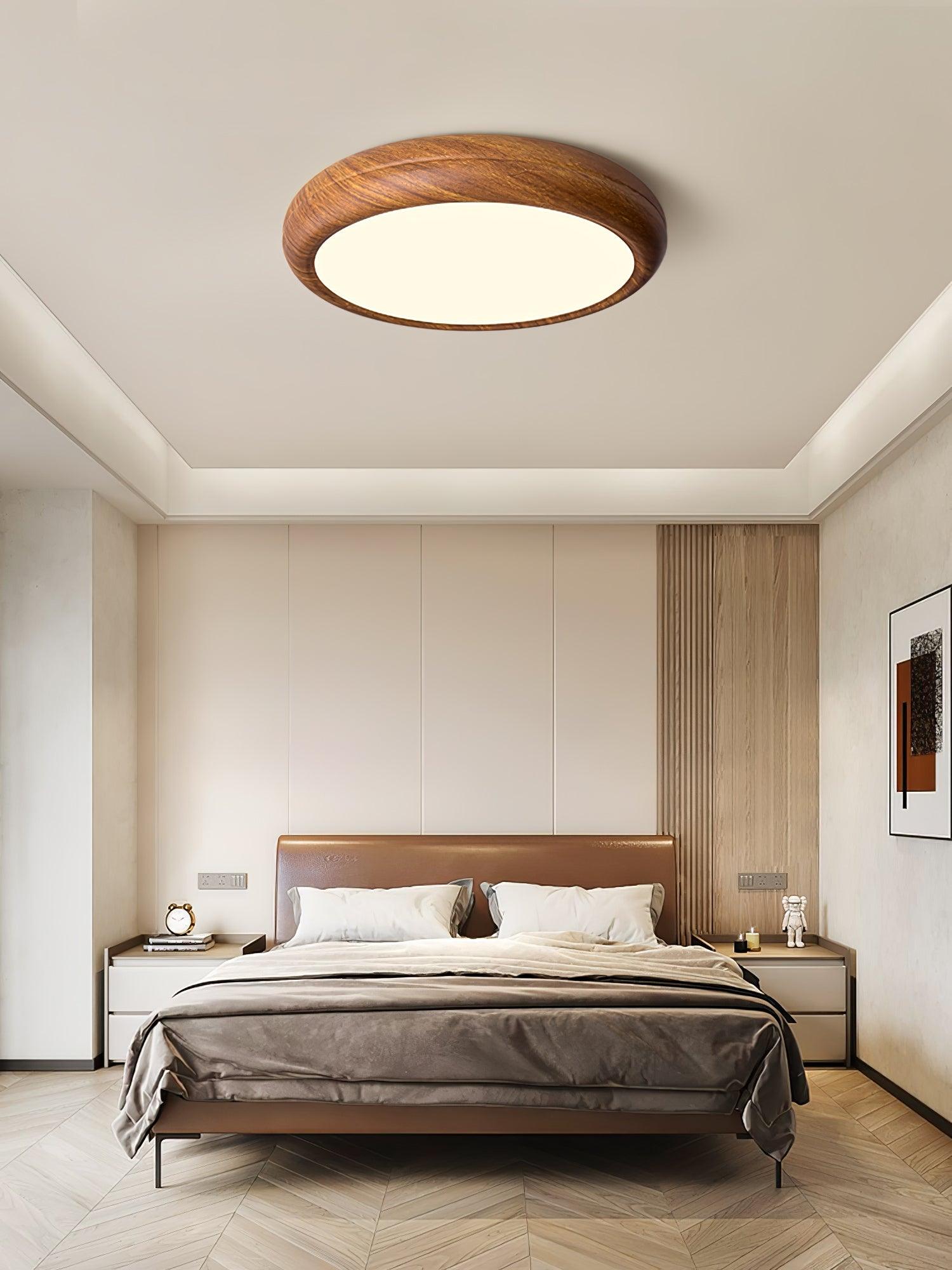 Wood Grain Round Ceiling Lamp - Loonglight