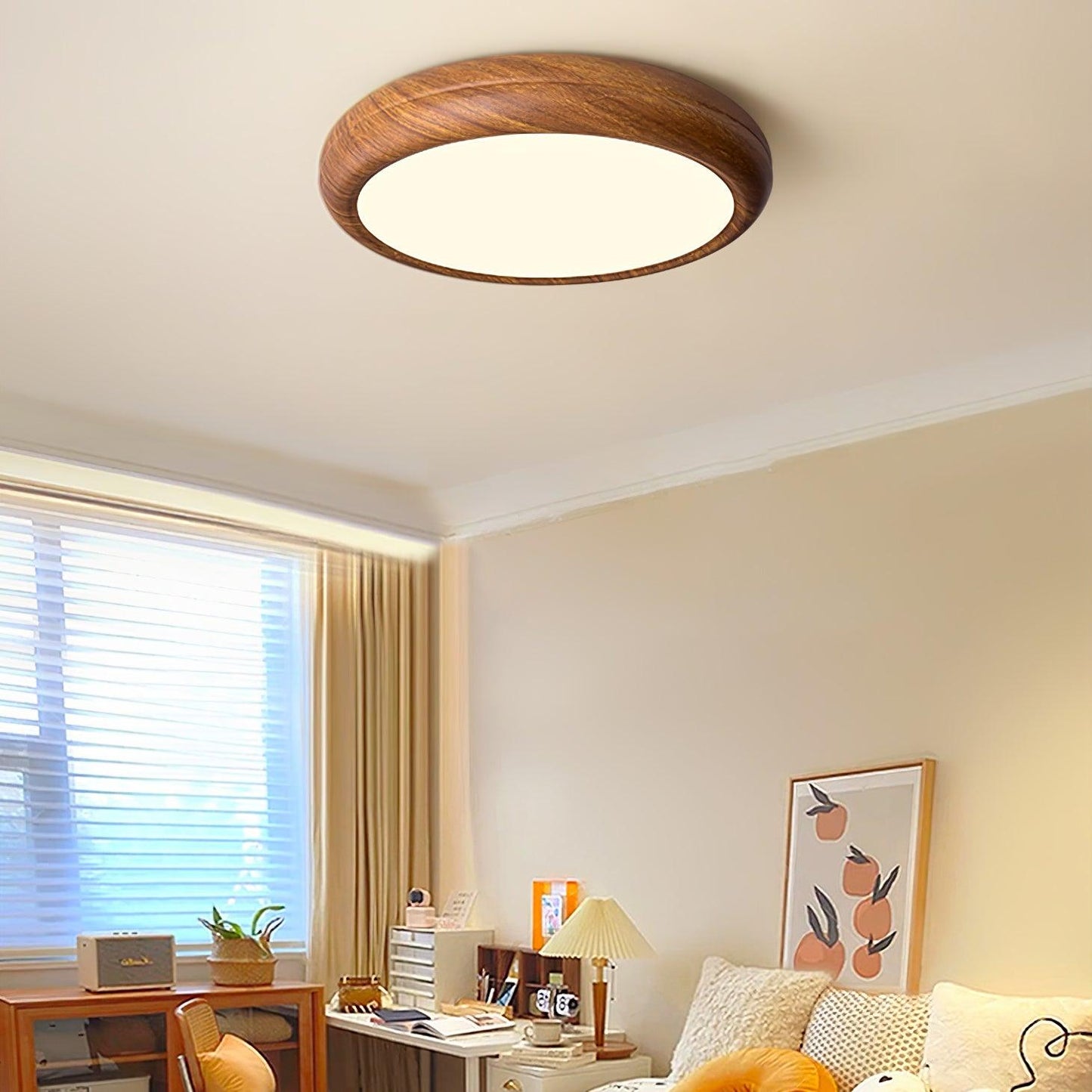 Wood Grain Round Ceiling Lamp - Loonglight