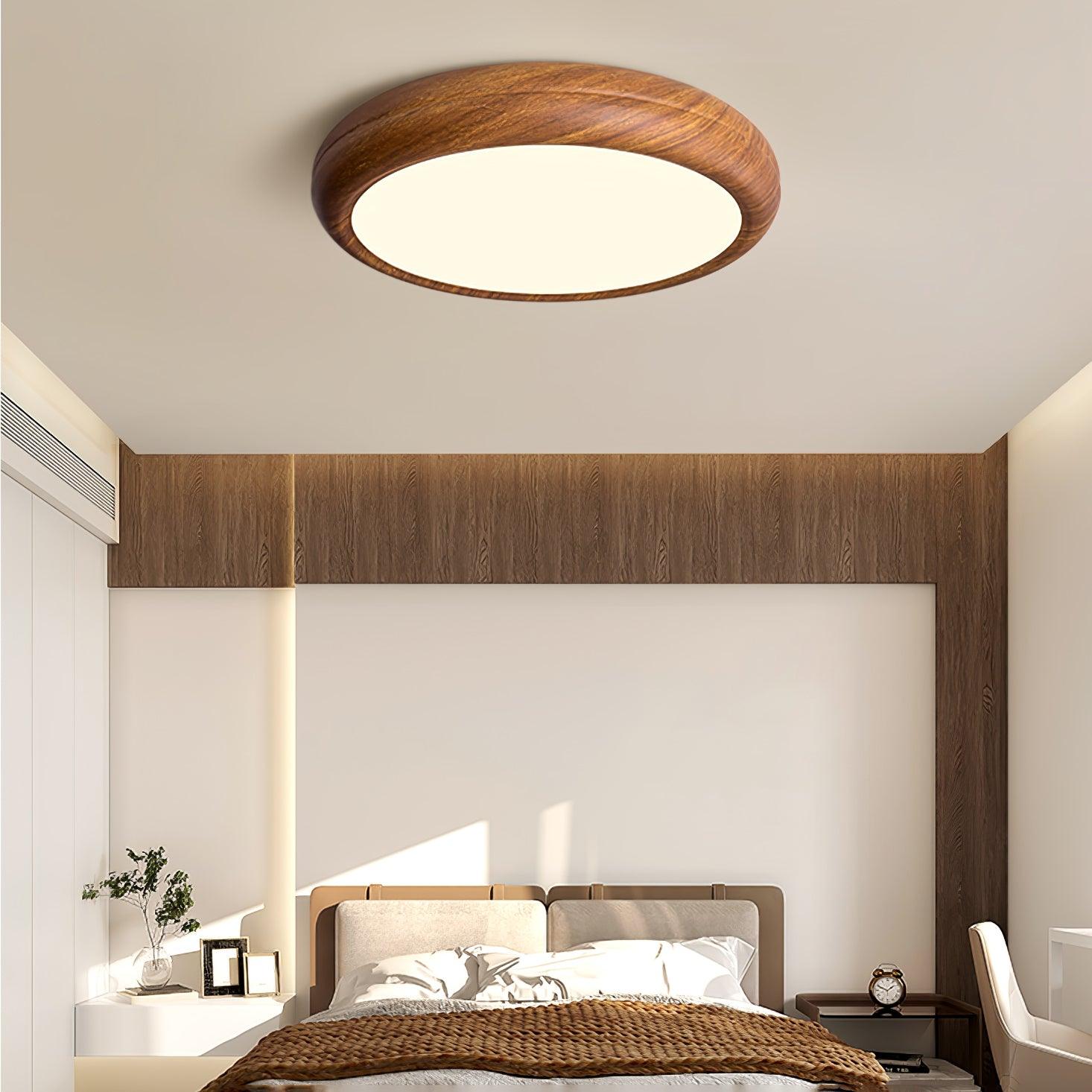 Wood Grain Round Ceiling Lamp - Loonglight
