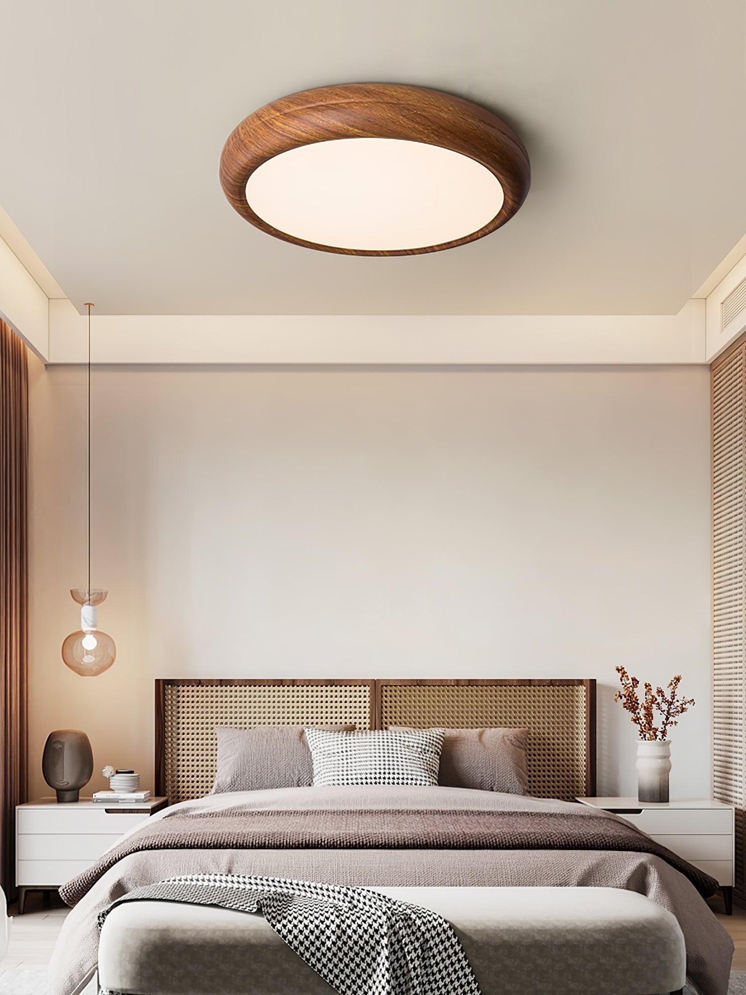 Wood Grain Round Ceiling Lamp - Loonglight