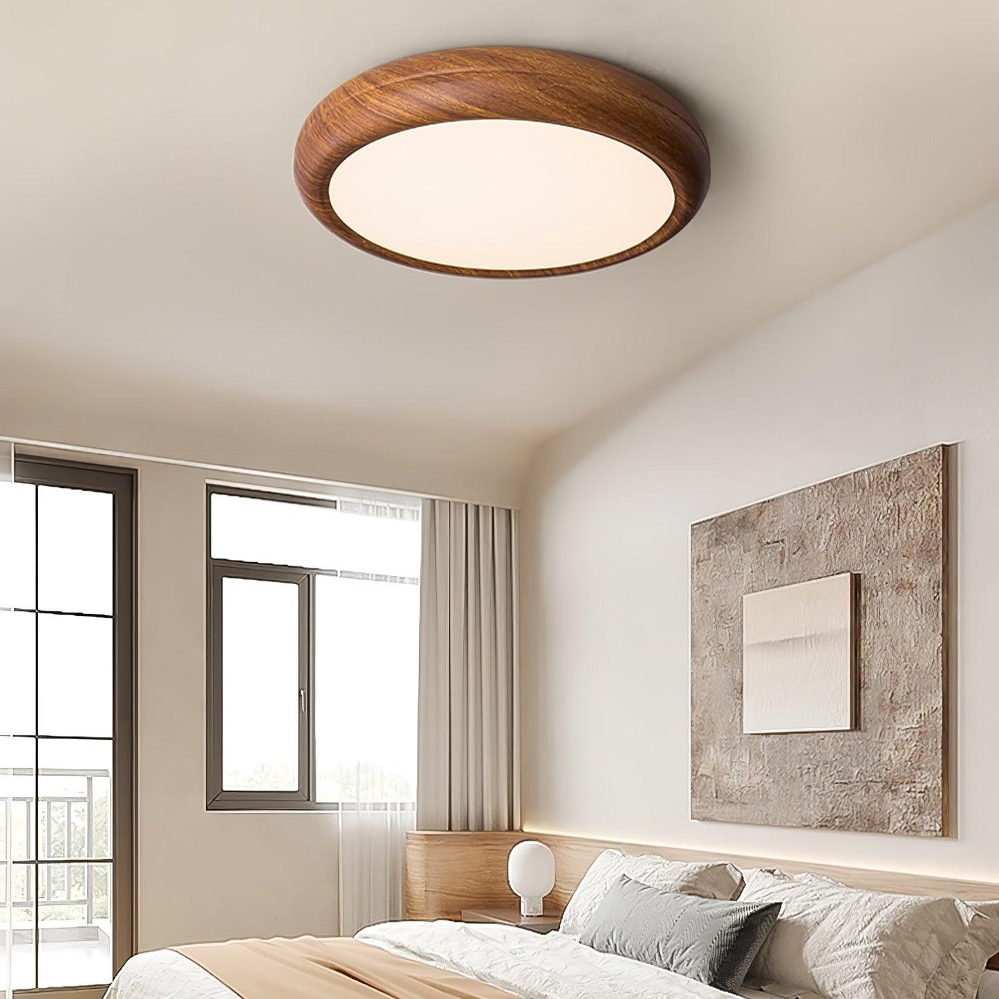 Wood Grain Round Ceiling Lamp - Loonglight