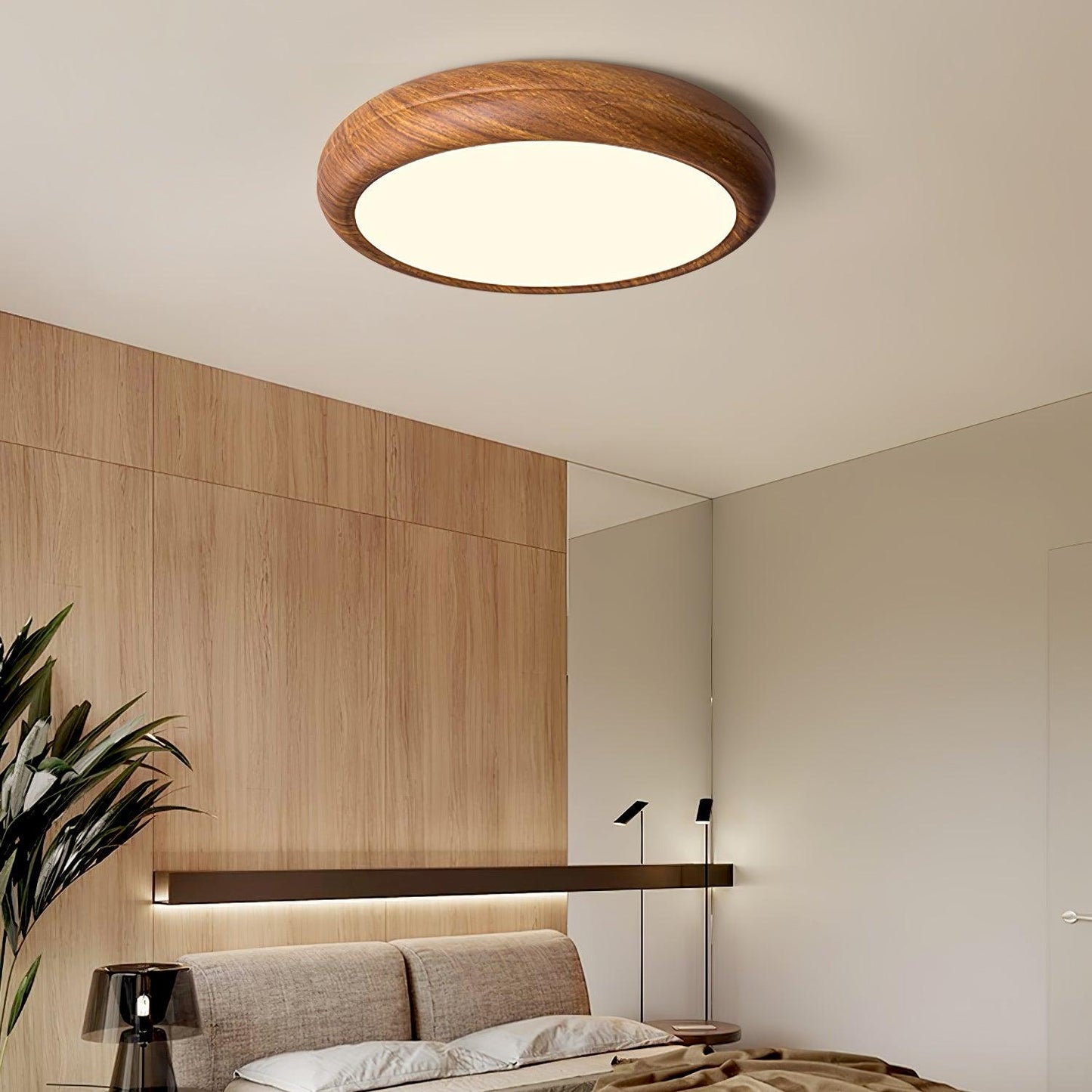 Wood Grain Round Ceiling Lamp - Loonglight