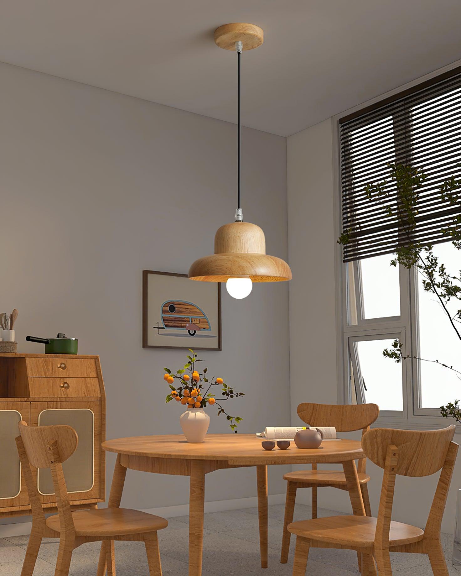 Wood Hat Pendant Lamp - Loonglight