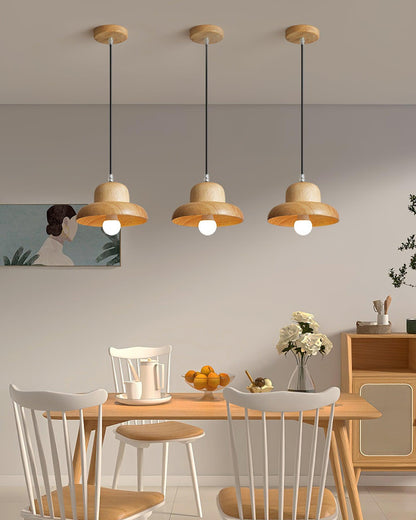 Wood Hat Pendant Lamp - Loonglight