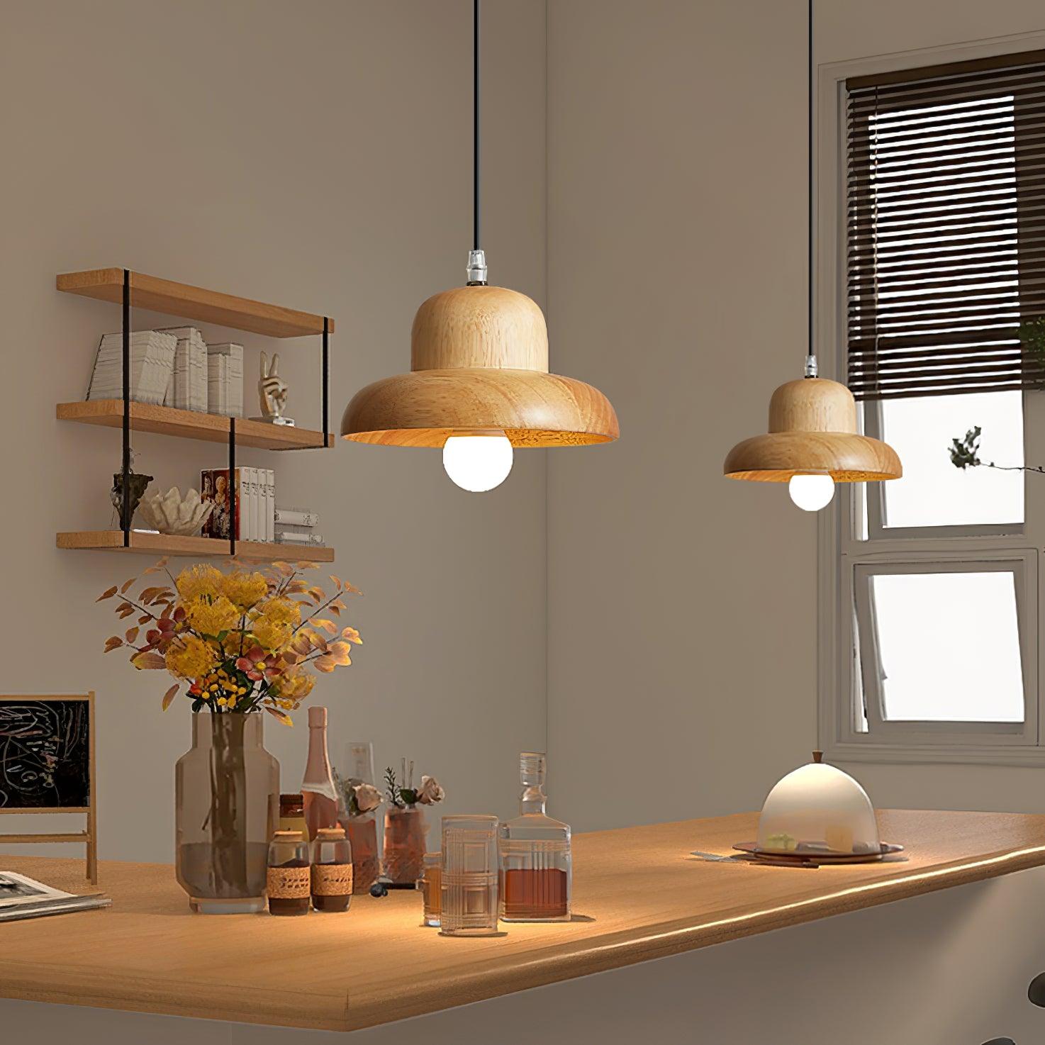 Wood Hat Pendant Lamp - Loonglight