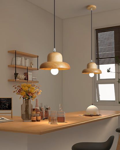 Wood Hat Pendant Lamp - Loonglight