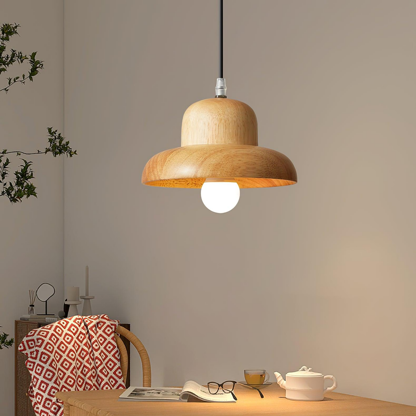 Wood Hat Pendant Lamp - Loonglight