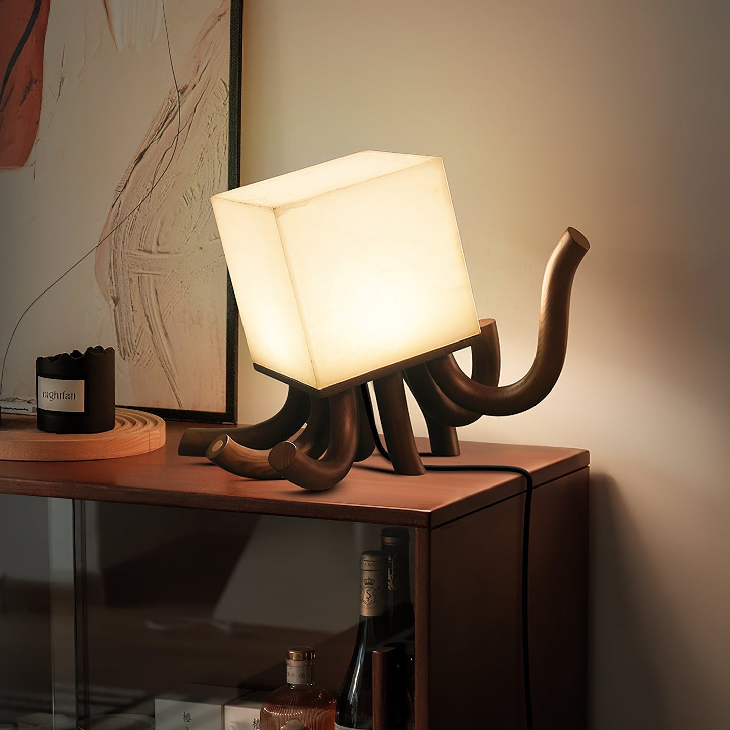 Wooden Octopus Table Lamp - Loonglight